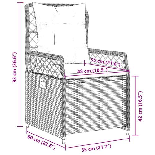 Havestole 2 stk. med lænefunktion polyrattan beige