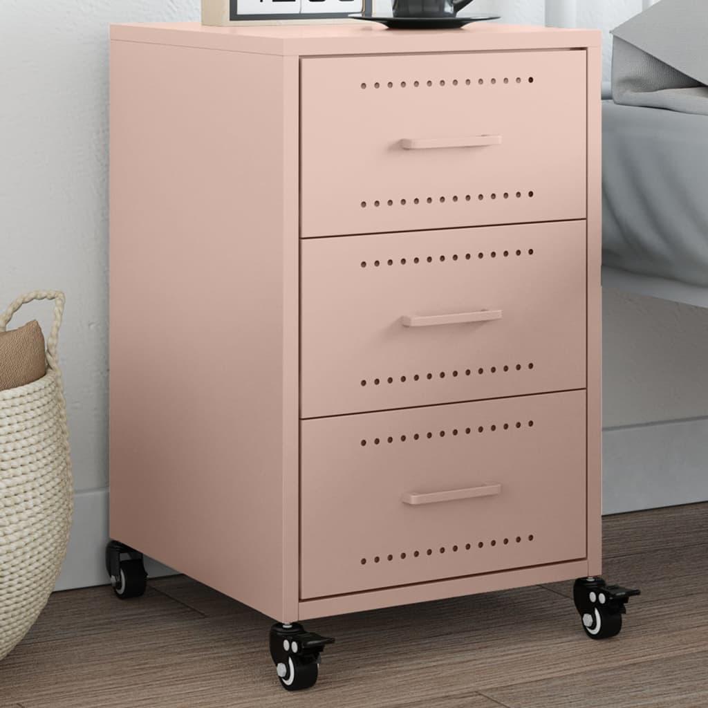 Sengebord på hjul 36 × 39 × 59 cm - stål, lyserød billede