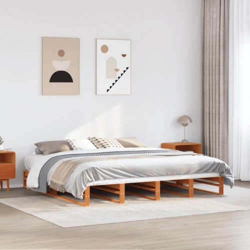 Sengeramme 200x200 cm i massivt fyrretræ - gyldenbrun