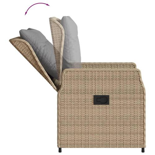 Spisebordssæt til haven 3 dele med hynder polyrattan beige