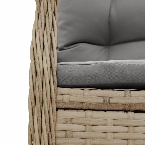 Spisebordssæt til haven 3 dele med hynder polyrattan beige