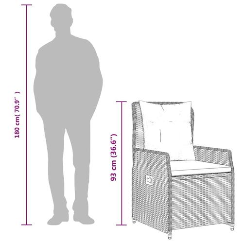 Spisebordssæt til haven 3 dele med hynder polyrattan beige