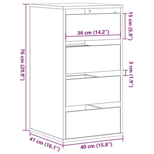 Kommode til hjørne 40x41x76 cm konstrueret træ hvid