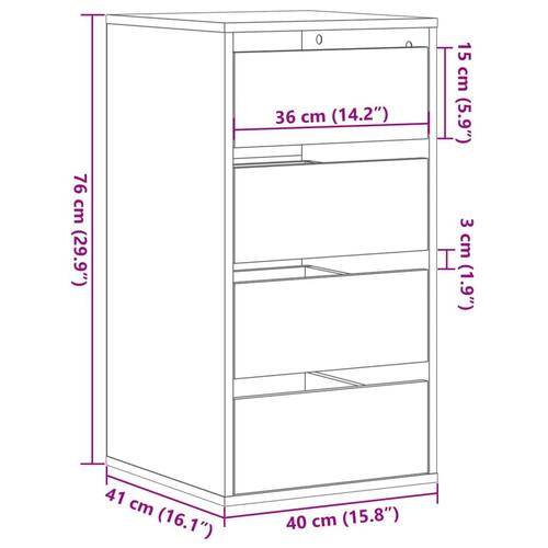 Kommode til hjørne 40x41x76 cm konstrueret træ sonoma-eg