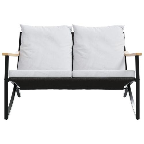 Havebænk med hynder 120 cm stål sort