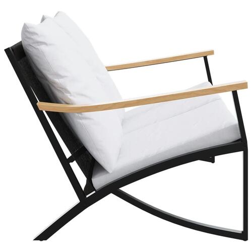 Havebænk med hynder 120 cm stål sort