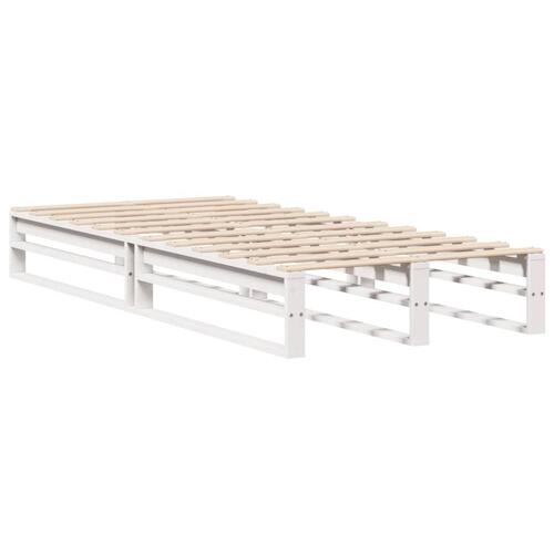 Sengeramme uden madras 75x190 cm massivt fyrretræ hvid