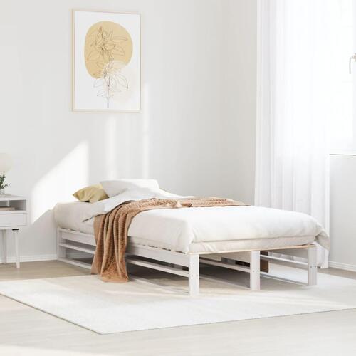 Sengeramme uden madras 75x190 cm massivt fyrretræ hvid