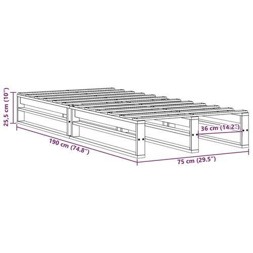 Sengeramme uden madras 75x190 cm massivt fyrretræ hvid