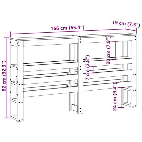 Sengegavl med hylder 160 cm massivt fyrretræ hvid