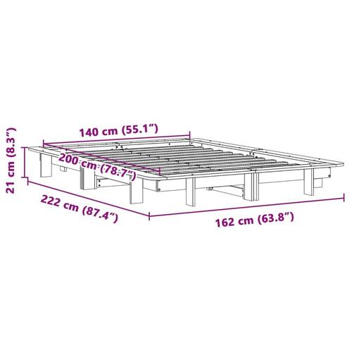 Sengeramme uden madras 140x200 cm massivt fyrretræ