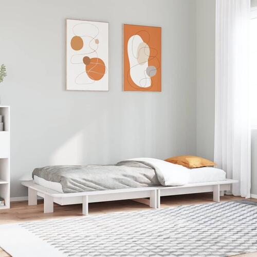 Sengeramme uden madras 75x190 cm massivt fyrretræ hvid