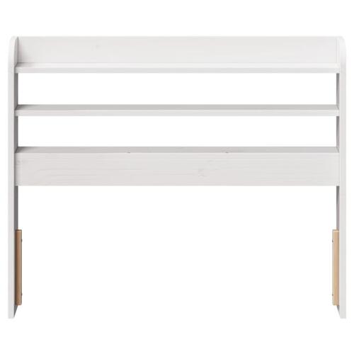 Sengegavl med hylder 90 cm massivt fyrretræ hvid