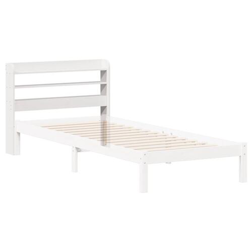 Sengegavl med hylder 90 cm massivt fyrretræ hvid