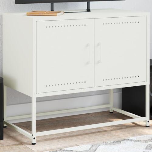 Tv-bord 68,5x39x60,5 cm stål hvid