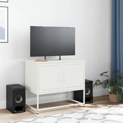 Tv-bord 68,5x39x60,5 cm stål hvid