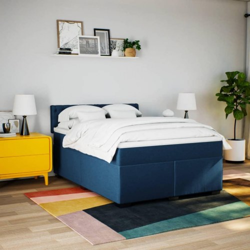 Kontinentalseng med madras 140x200 cm stof blå