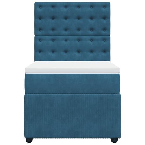 Kontinentalseng med madras 90x190 cm fløjl mørkeblå