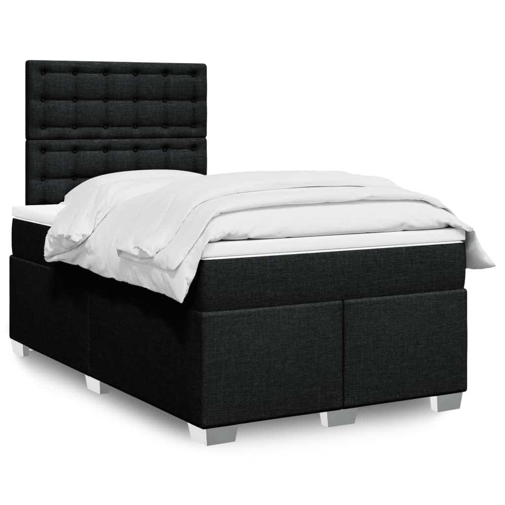 Kontinentalseng med madras 120x190 cm stof sort billede