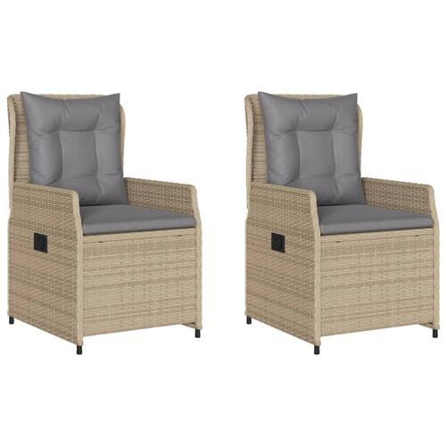 Havestole 2 stk. med lænefunktion polyrattan beige