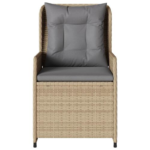 Havestole 2 stk. med lænefunktion polyrattan beige