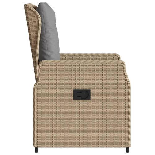 Havestole 2 stk. med lænefunktion polyrattan beige