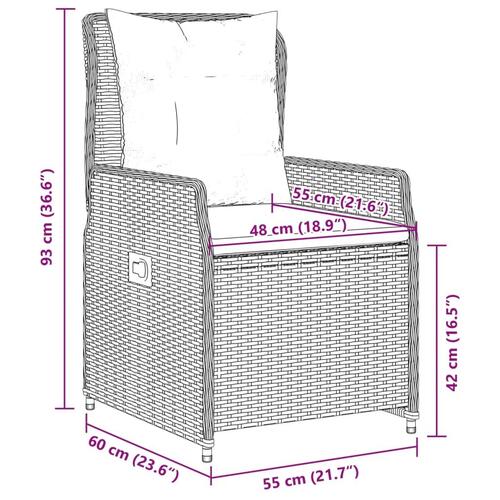 Havestole 2 stk. med lænefunktion polyrattan beige