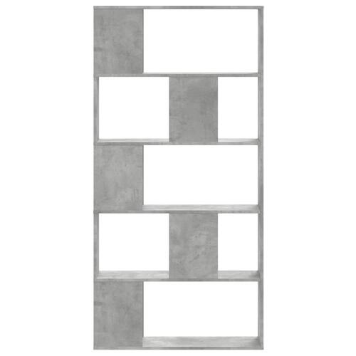 Bogreol 80,5x23,5x162,5 cm 5 hylder konstrueret træ betongrå