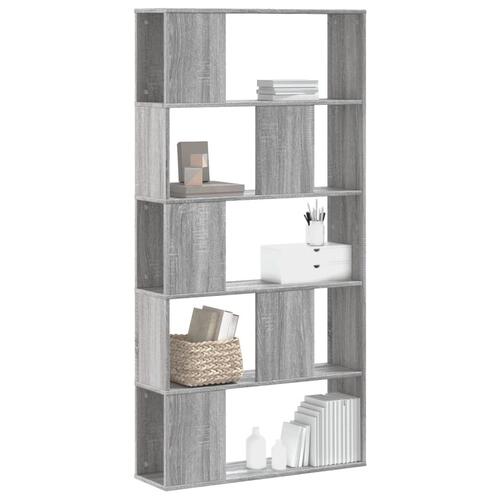 Bogreol 80,5x23,5x162,5 cm 5 hylder konstrueret træ grå sonoma