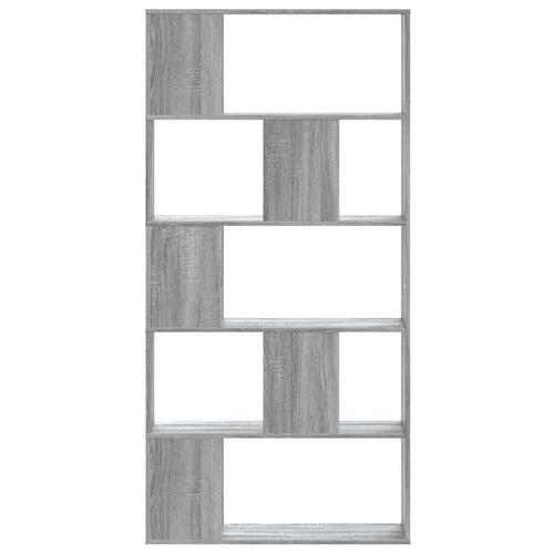 Bogreol 80,5x23,5x162,5 cm 5 hylder konstrueret træ grå sonoma