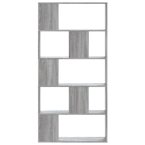Bogreol 80,5x23,5x162,5 cm 5 hylder konstrueret træ grå sonoma