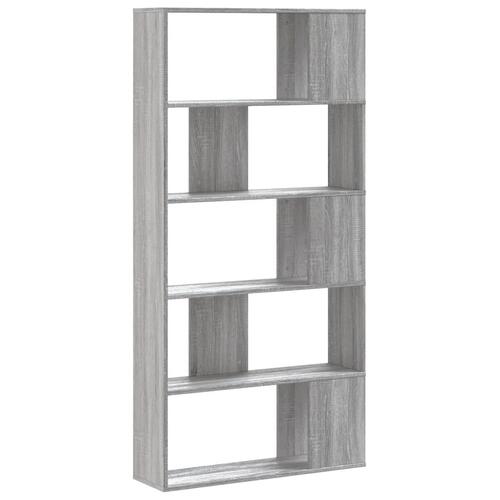 Bogreol 80,5x23,5x162,5 cm 5 hylder konstrueret træ grå sonoma