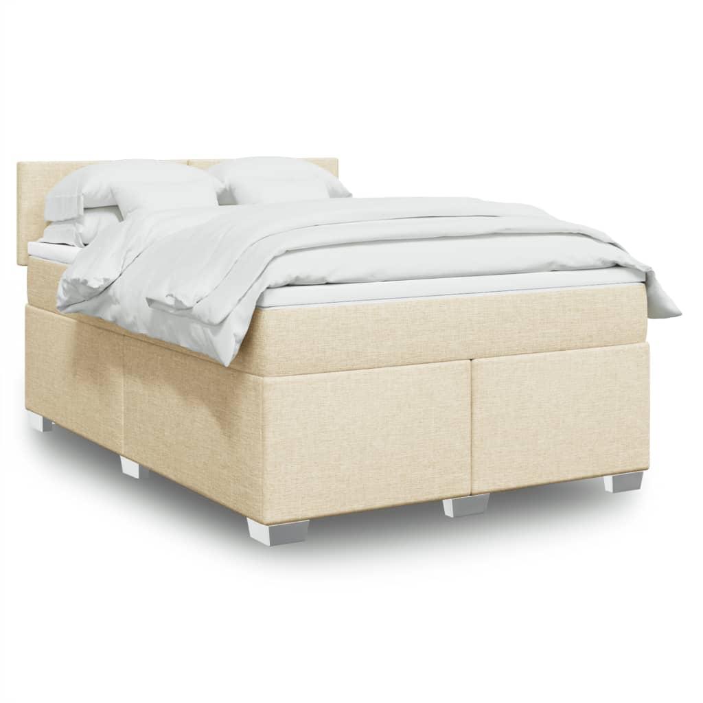 Kontinentalseng med madras og topmadras 140x200 cm - stof, cremefarvet billede