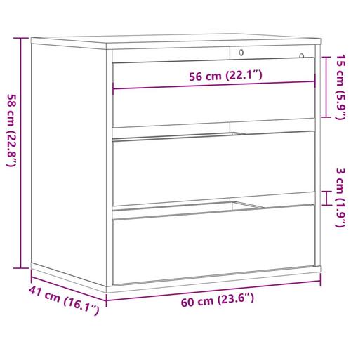 Kommode til hjørne 60x41x58 cm konstrueret træ sonoma-eg