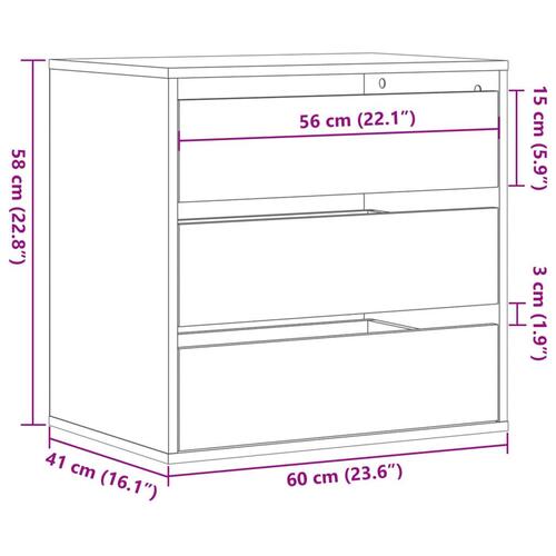 Kommode til hjørne 60x41x58 cm konstrueret træ egetræsfarvet
