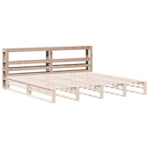 Sengegavl med hylder 180 cm massivt fyrretræ