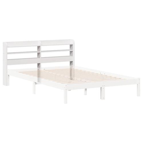 Sengegavl med hylder 160 cm massivt fyrretræ hvid