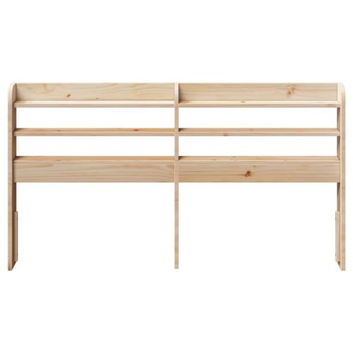 Sengegavl med hylder 150 cm massivt fyrretræ