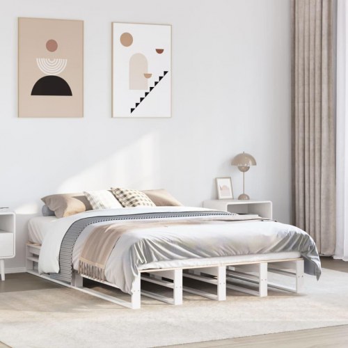 Sengeramme 120x200 cm - massivt fyrretræ, hvid