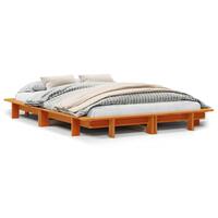Sengeramme uden madras 135x190 cm massivt fyrretræ brun