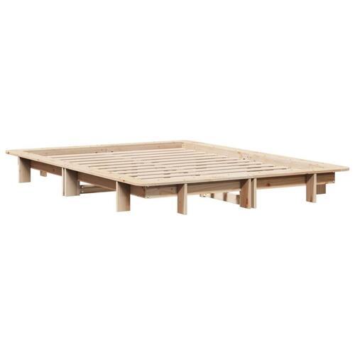 Sengeramme uden madras 135x190 cm massivt fyrretræ hvid