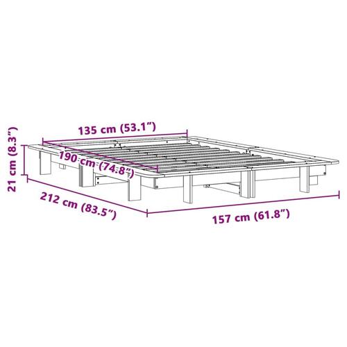 Sengeramme uden madras 135x190 cm massivt fyrretræ hvid