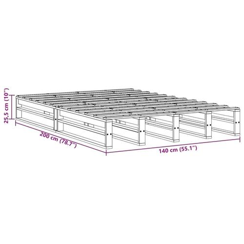Sengeramme uden madras 140x200 cm massivt fyrretræ