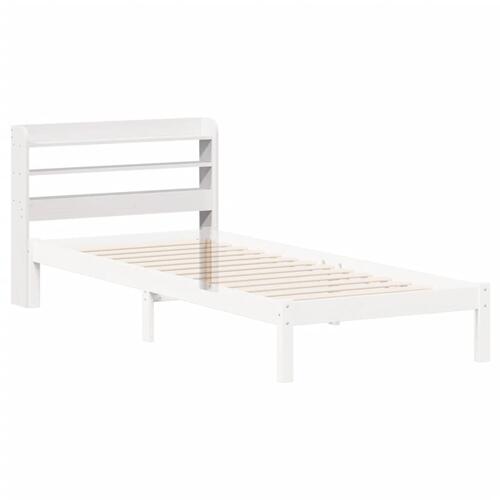 Sengegavl med hylder 75 cm massivt fyrretræ hvid
