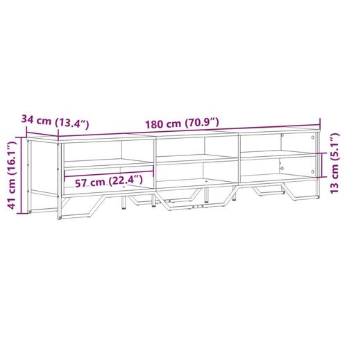 Tv-bord 180x34x41 cm konstrueret træ sonoma-eg