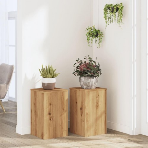 Plantestativer 2 stk. 30×30×50 cm - konstrueret træ, egetræsfarvet