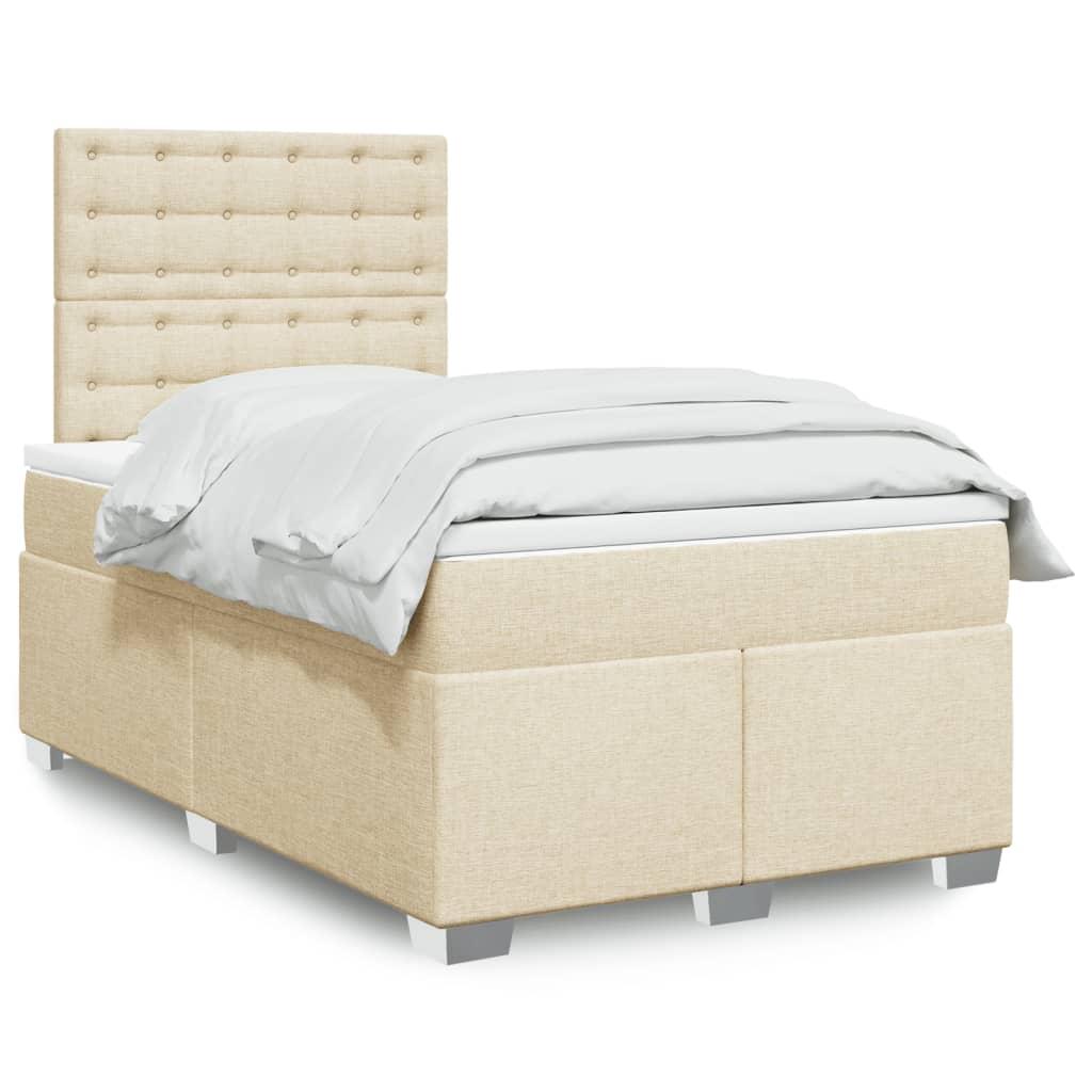 Kontinentalseng med madras 120x190 cm stof cremefarvet
