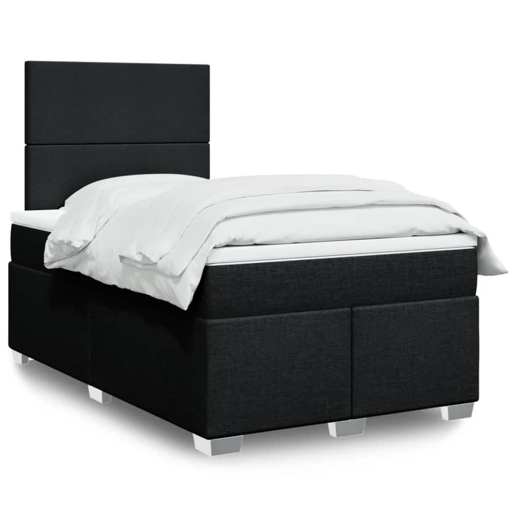 Kontinentalseng med madras og topmadras 120x200 cm - sort stof billede