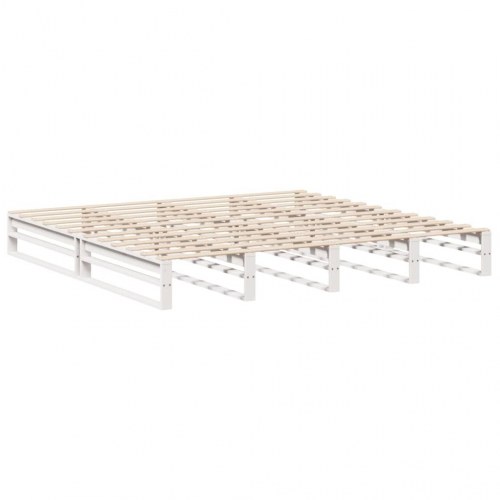 Sengeramme 200×200 cm i massivt fyrretræ - hvid