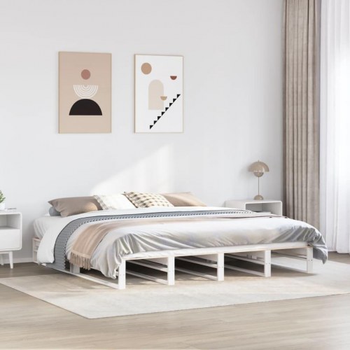Sengeramme 200×200 cm i massivt fyrretræ - hvid